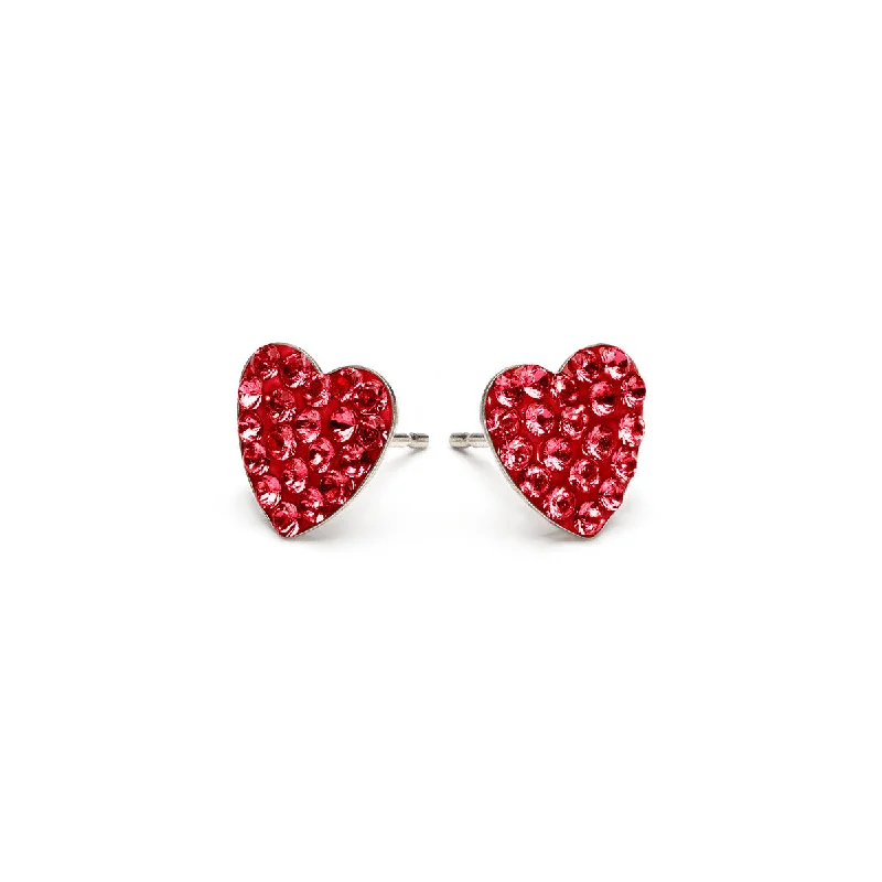 Upgrade Your Jewelry Collection For Less Red Pave Heart Stud Earrings Stainless Steel