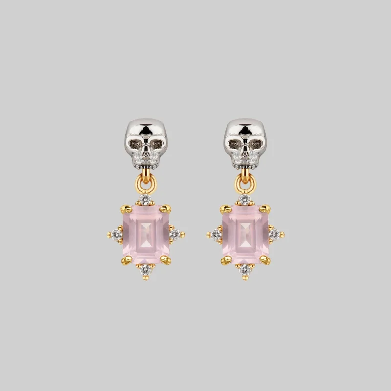 Exclusive Jewelry Sale – Limited-Time Discounts STAR CROSSED LOVERS. Rose Quartz & Skull Earrings - Gold Exclusive Jewelry Sale – Limited-Time Discounts STAR CROSSED LOVERS. Rose Quartz & Skull Earrings - Gold