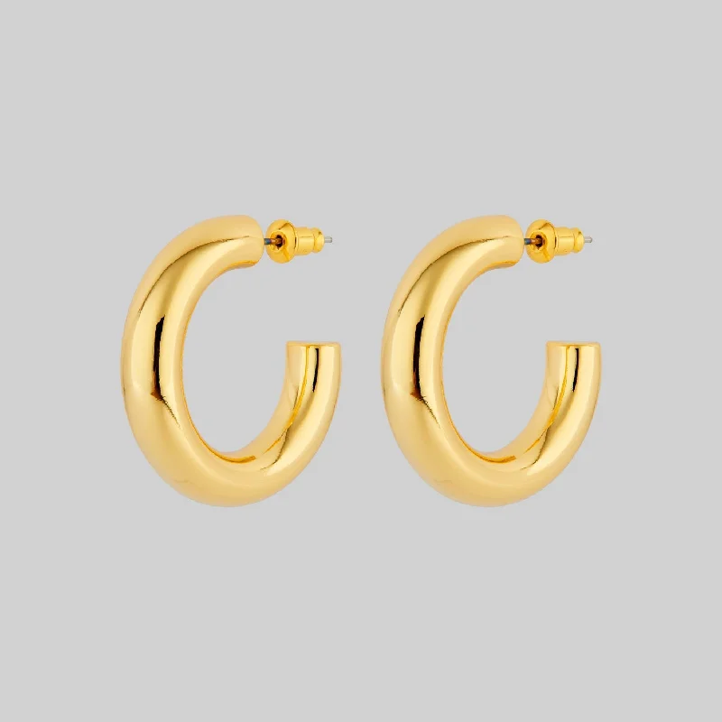 Handcrafted Jewelry Sale – Unique Designs At Low Prices STELLA. Simple Medium Hoop Earrings - Gold