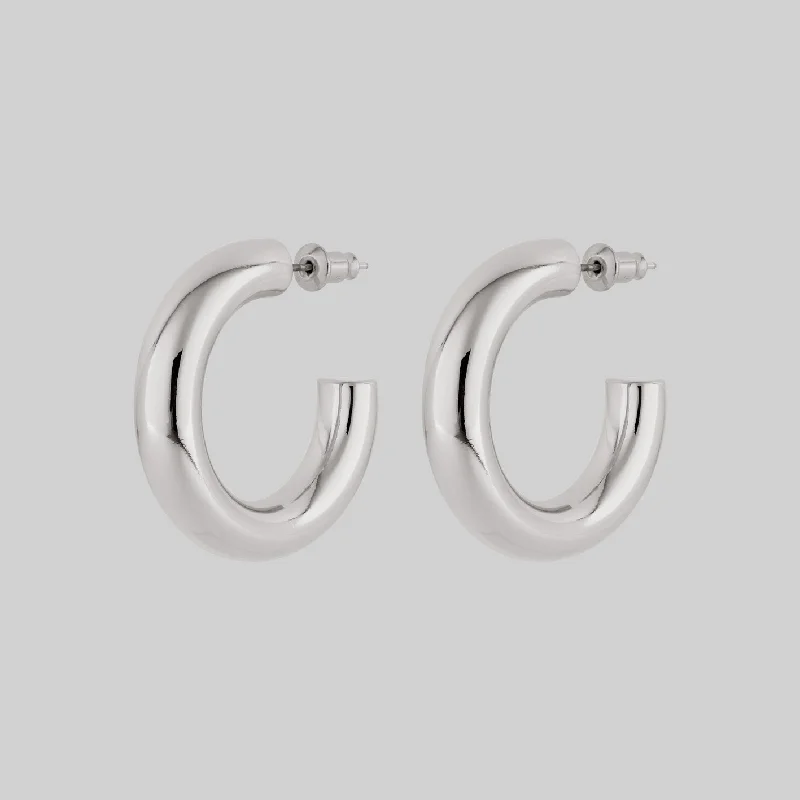 Premium Jewelry Now Available At Special Discounts STELLA. Simple Medium Hoop Earrings - Silver