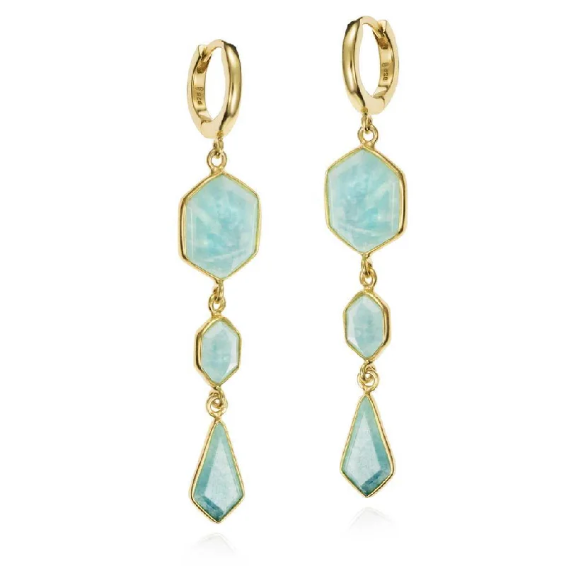 Sparkle On A Budget – Fine Jewelry For Less 18K Yellow Gold Vermeil Amazonite Dangle Earrings