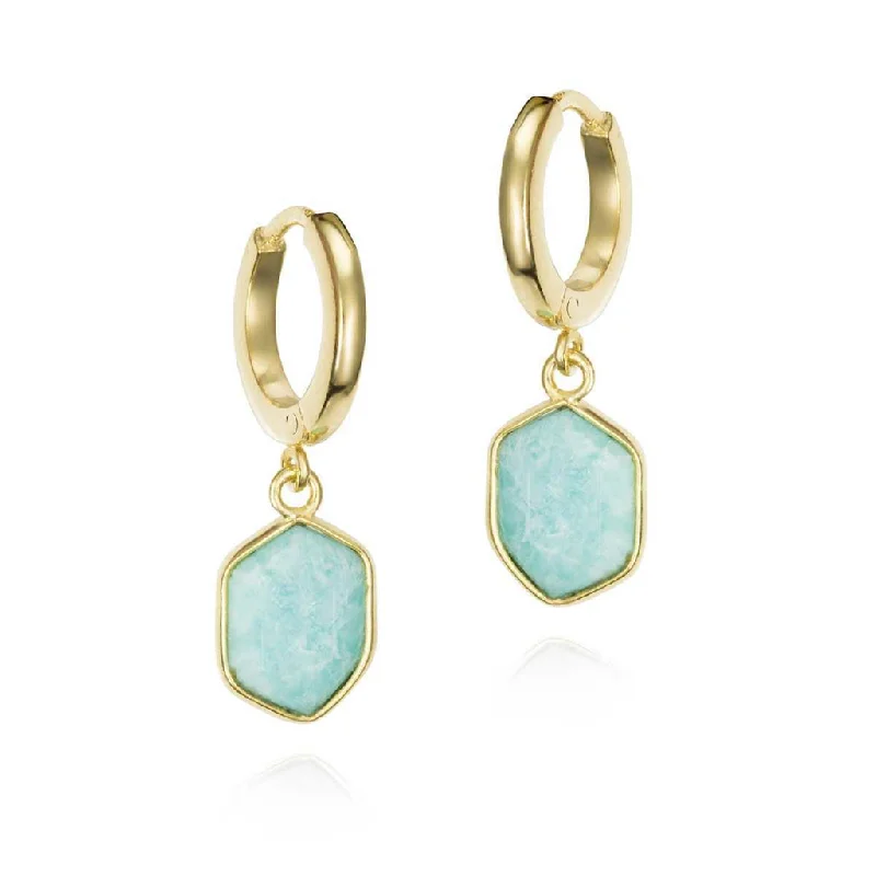 Don't Miss These Dazzling Jewelry Discounts 18K Yellow Gold Vermeil Amazonite Dangle Earrings