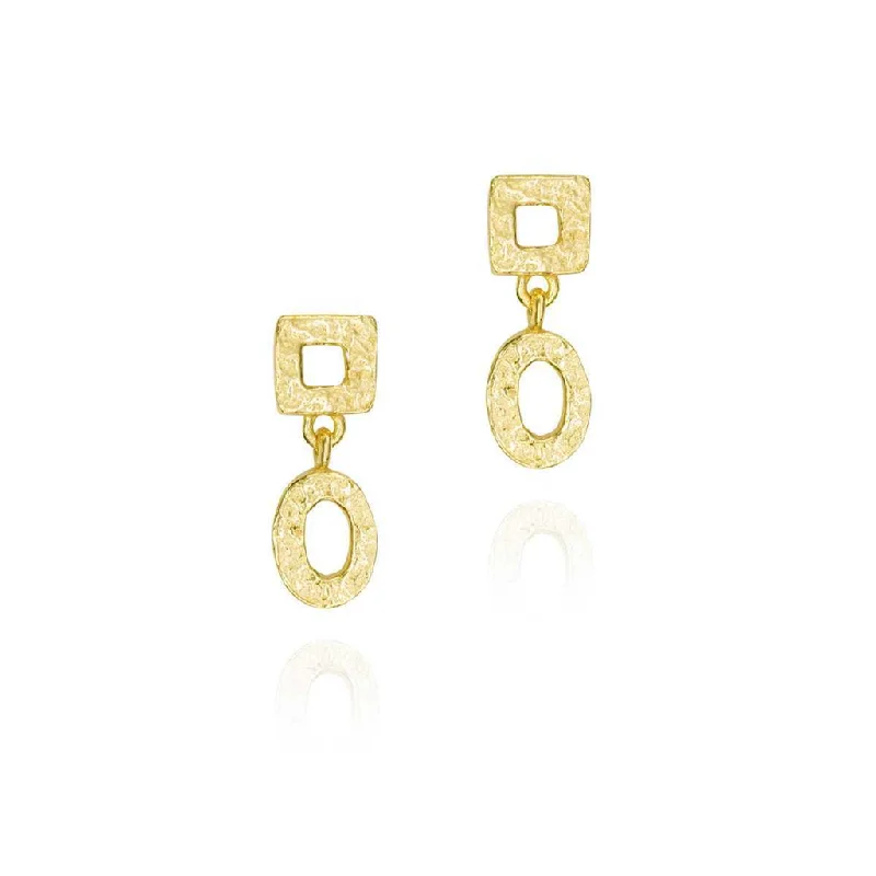 Stunning Statement Jewelry, Unbeatable Discounts 18K Yellow Gold Vermeil Geometric Dangle Earrings