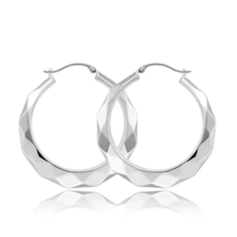 Dazzle With Discounts – Shop Jewelry On Sale Sterling Silver 31.50mm Faceted Hoop Earrings