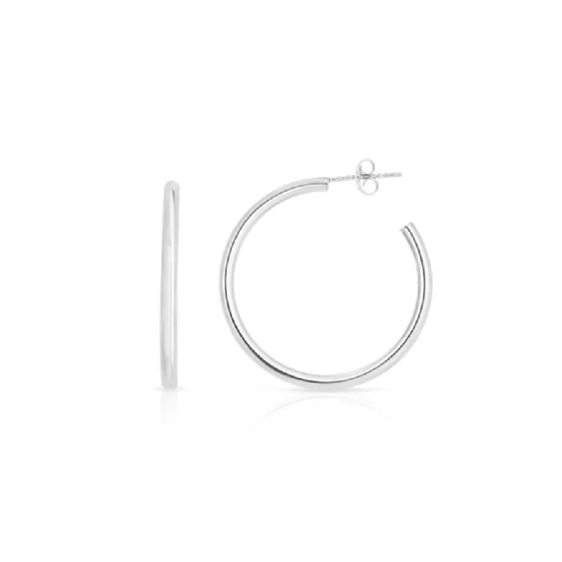 Flash Sale On Elegant Jewelry – Don't Miss Out Sterling Silver 40mm Round Tube C Hoops