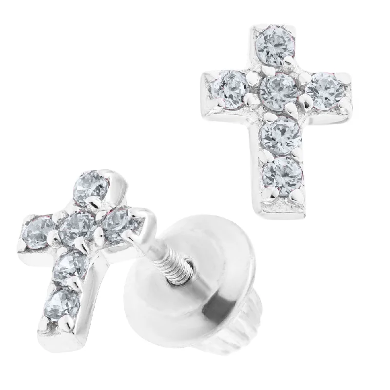 Special Sale On Handcrafted Jewelry – Shop Today Children's Silver CZ Cross Earrings