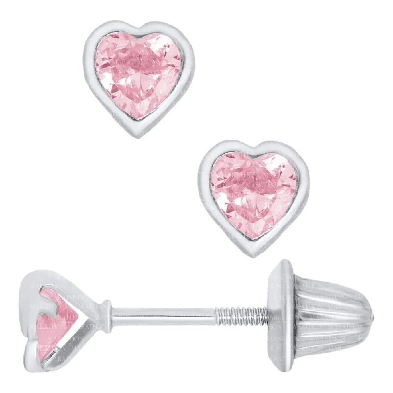 Buy More, Save More On Stunning Jewelry Pieces Children's SS Pink CZ Heart Earrings
