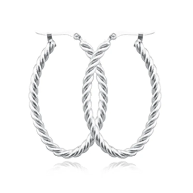 Elegant Jewelry, Exclusive Prices – Shop Now Sterling Silver Twisted Oval Hoop Earrings