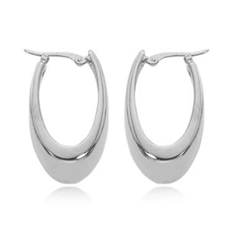 Stunning Jewelry At A Fraction Of The Price Sterling Silver Visor Oval Hoop Earrings