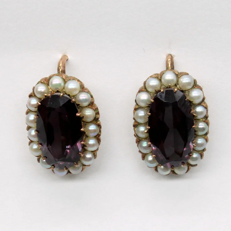 Fashion-Forward Geometric Jewelry For Contemporary Style Vintage Synthetic Colour Change Sapphire & Natural Pearl Drop Earrings | 6.20ctw | Fashion-Forward Geometric Jewelry For Contemporary Style Vintage Synthetic Colour Change Sapphire & Natural Pearl Drop Earrings | 6.20ctw |