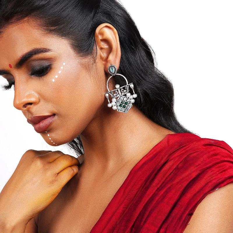 The Biggest Jewelry Sale Of The Year Is Here Teejh Charulata Green Silver Oxidised Earrings