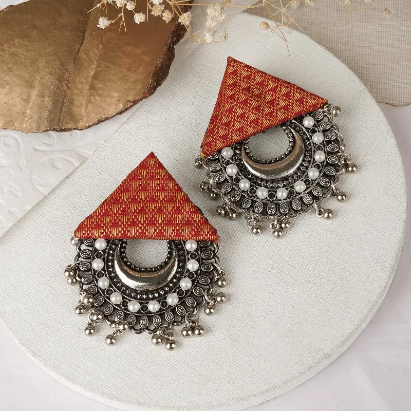 Exclusive Savings On Timeless Jewelry Pieces Teejh Hanika Orange Fabric Earring