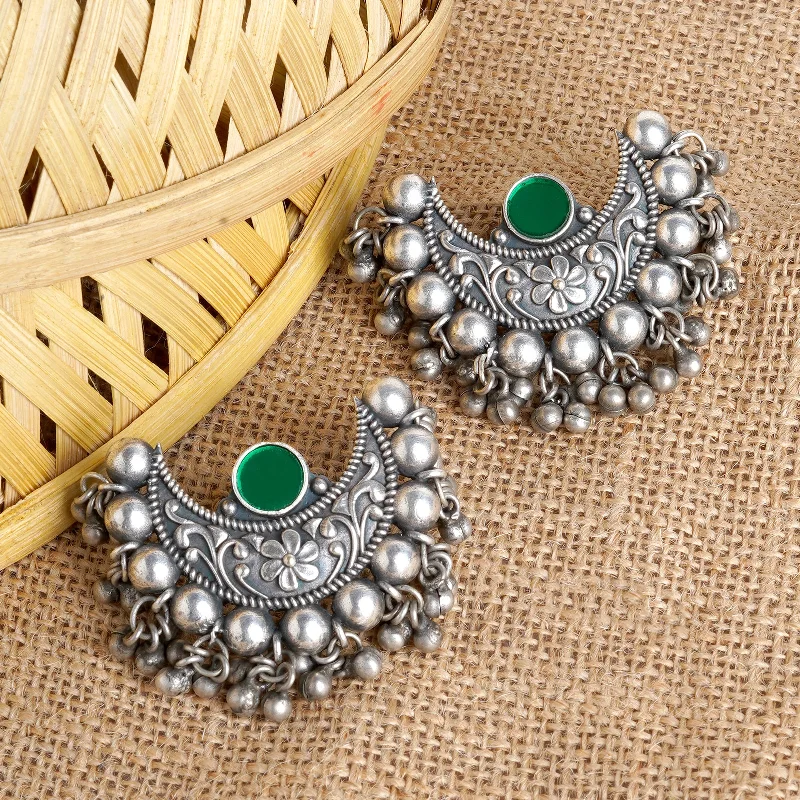 Shop Dazzling Rings, Earrings, And More At Special Discounts Teejh Harini Dark Green Silver Oxidised Earrings Shop Dazzling Rings, Earrings, And More At Special Discounts Teejh Harini Dark Green Silver Oxidised Earrings