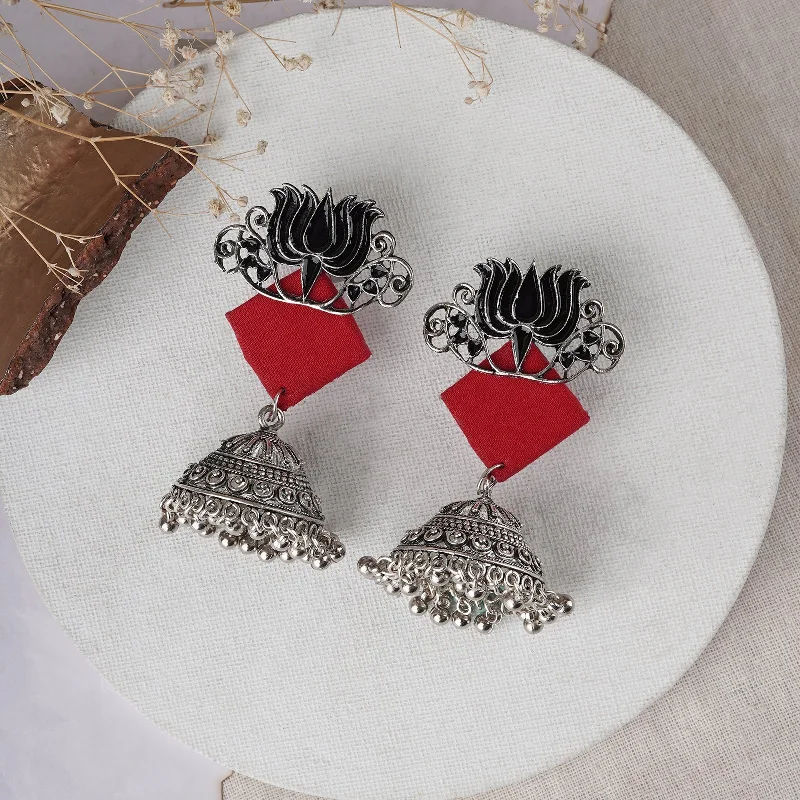 Must-Have Jewelry Pieces At Reduced Prices Teejh Helna Black and Red Silver Oxidised Earring Must-Have Jewelry Pieces At Reduced Prices Teejh Helna Black and Red Silver Oxidised Earring