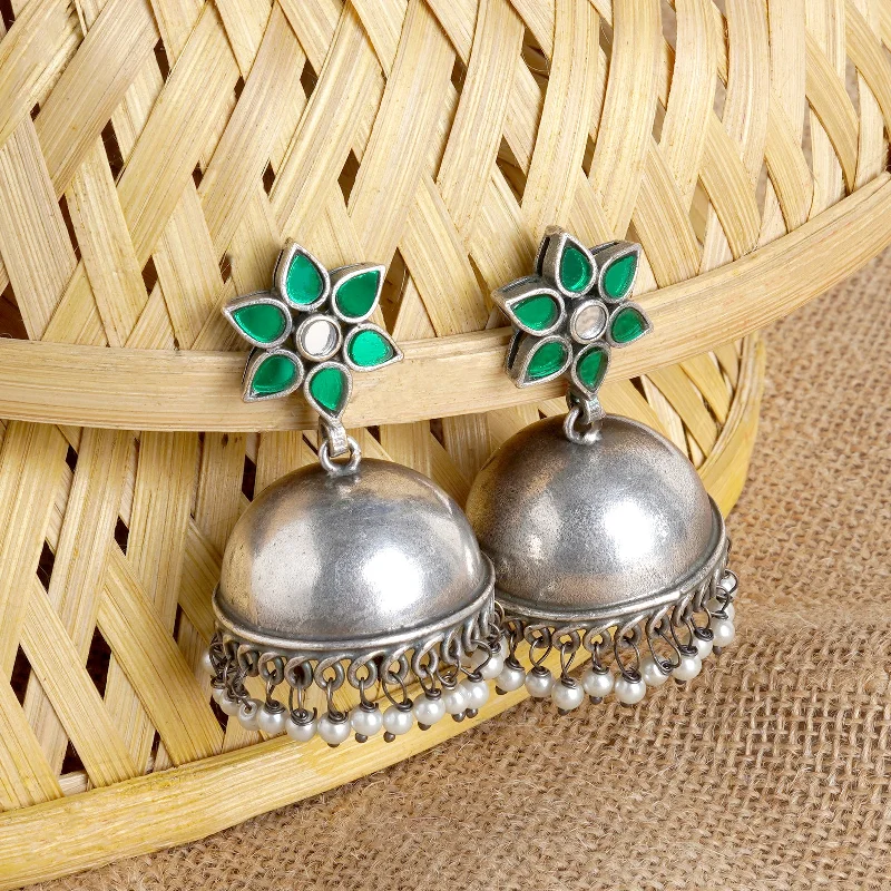 Jewelry Sale – Exclusive Styles At Lower Prices Teejh Maanika Dark Green Silver Oxidised Earrings