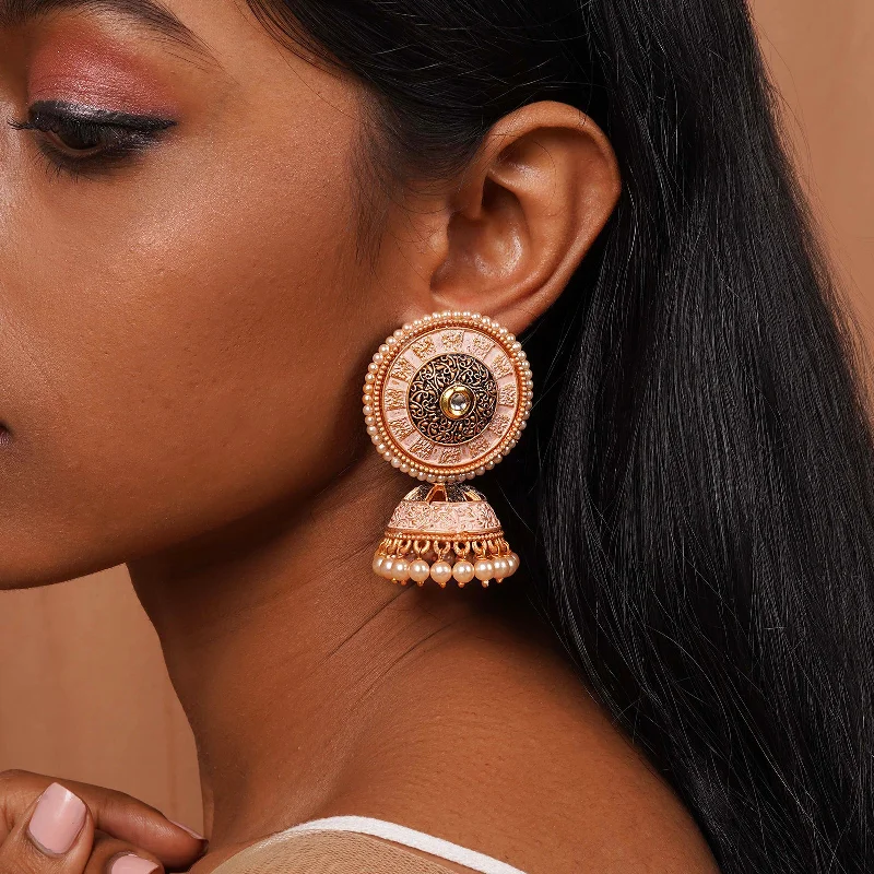 Grab Your Dream Jewelry At The Lowest Prices Teejh Manavi Nude Pink Gold enamel Earring Grab Your Dream Jewelry At The Lowest Prices Teejh Manavi Nude Pink Gold enamel Earring