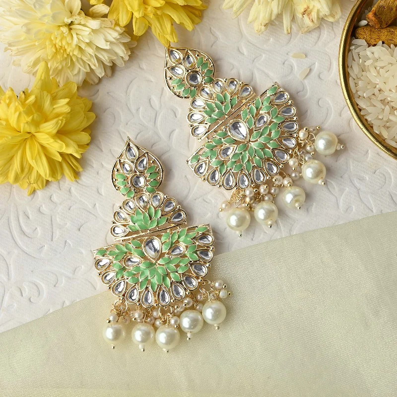 Discounted Luxury Jewelry – Shine Without The Splurge Teejh Nityashri Mint Gold Enamel Earrings Discounted Luxury Jewelry – Shine Without The Splurge Teejh Nityashri Mint Gold Enamel Earrings
