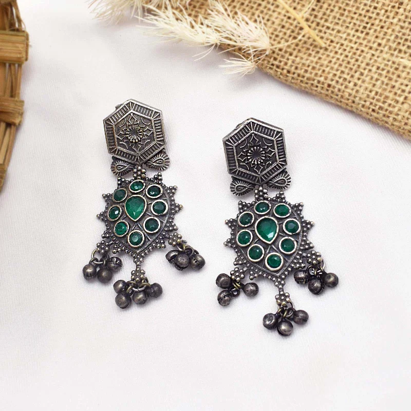 The Ultimate Jewelry Sale – Shop Premium Styles Teejh Prisha Green Silver Oxidised Earrings