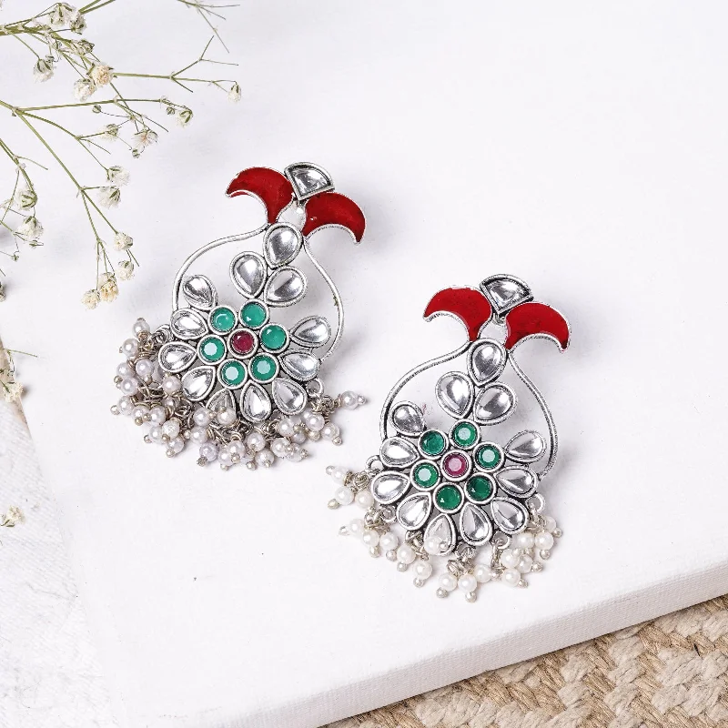 Celebrate With Sparkle – Jewelry Sale Now Live Teejh Roopangi Red and Green Silver Oxidised Earring
