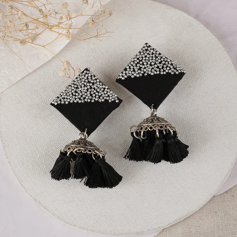 Premium Jewelry, Premium Discounts – Act Fast Teejh Samreen Black Tassel Earring