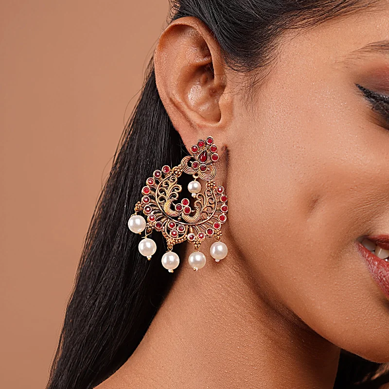 Discounted Jewelry For A Glamorous Look Teejh Siyaa Magenta Gold Enamel Earrings