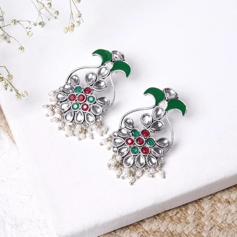 Bestselling Jewelry At Special Promotional Rates Teejh Sunehri Green Red Silver Oxidised Earring Bestselling Jewelry At Special Promotional Rates Teejh Sunehri Green Red Silver Oxidised Earring