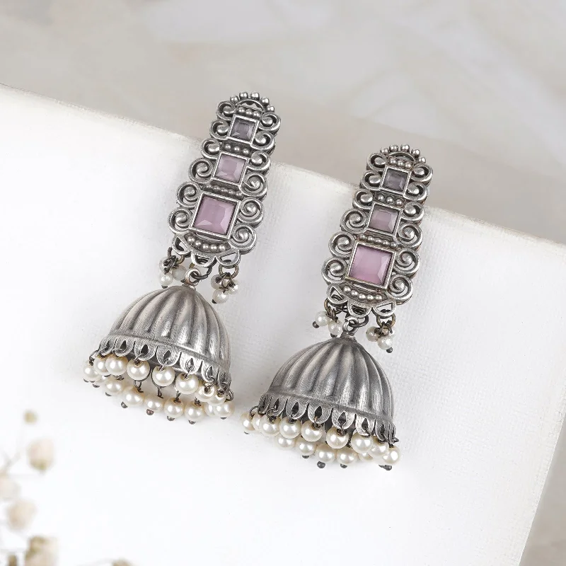 Upgrade Your Jewelry Collection For Less Teejh Vaanya Pink Silver Oxidised Earring