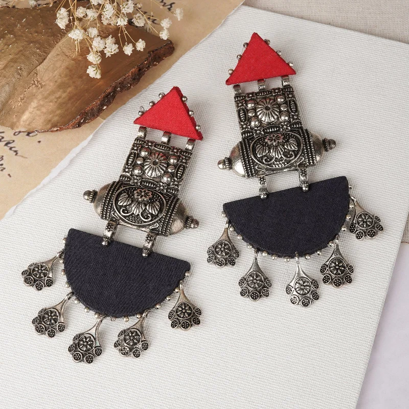Fine Jewelry, Limited-Time Offers Available Teejh Yaalini Red and Dark Blue Fabric Earring Fine Jewelry, Limited-Time Offers Available Teejh Yaalini Red and Dark Blue Fabric Earring