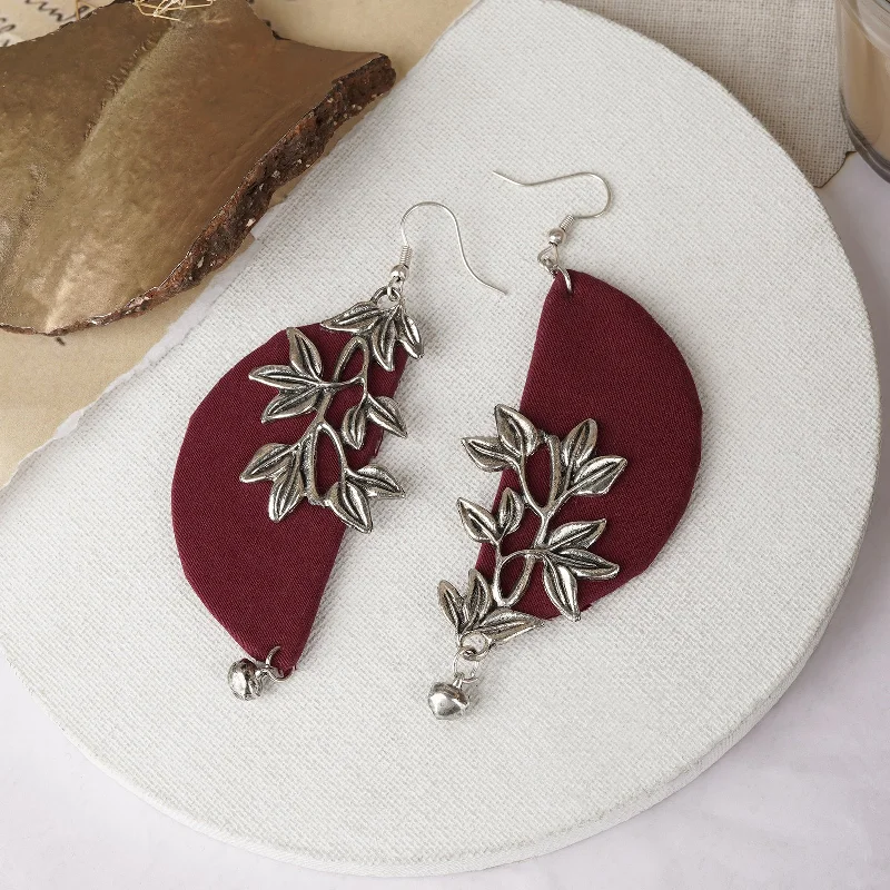 Discounted Jewelry For A Glamorous Look Teejh Yukti Maroon Floral Fabric Earring