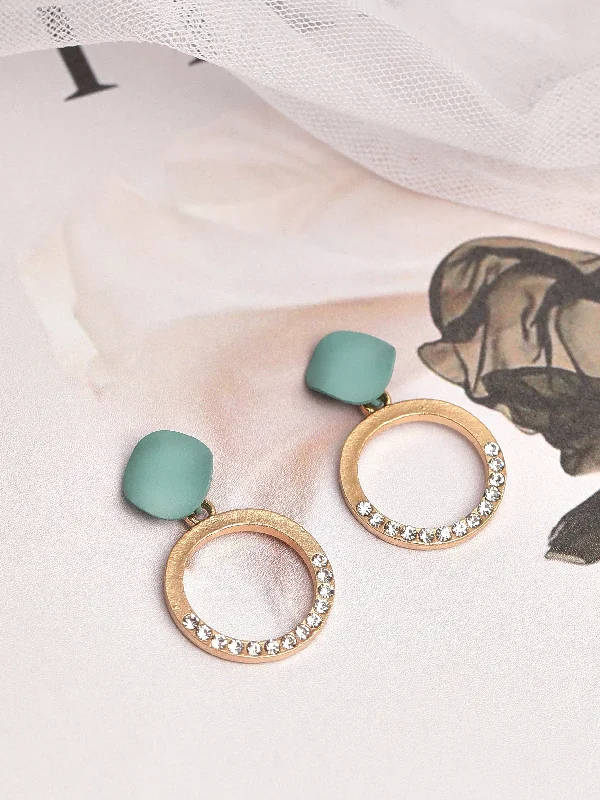 Accessorize For Less – Luxury Jewelry At Affordable Prices Tokyo Talkies X rubans  Gold Plated Casual Green Colour Drop Earrings.