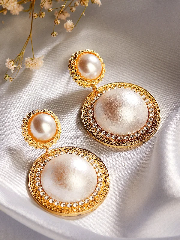 Fashion-Forward Jewelry At Exclusive Discounts Tokyo Talkies X rubans Gold Plated Pearl Studded Party Wear Earring.