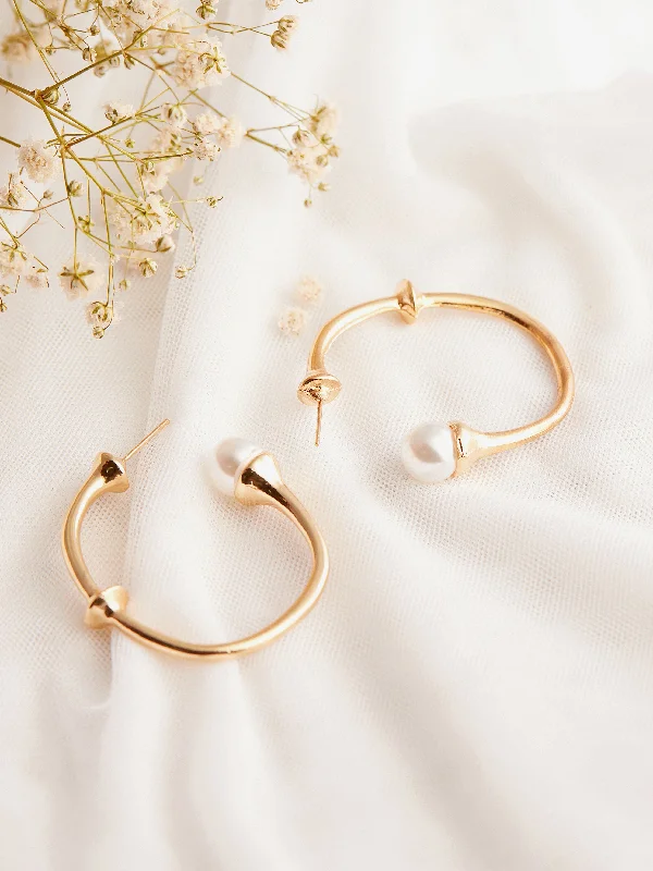 Make Your Outfit Shine With Discounted Jewelry Tokyo Talkies x Rubans Gold Plated Pearls studded Hoop Earrings