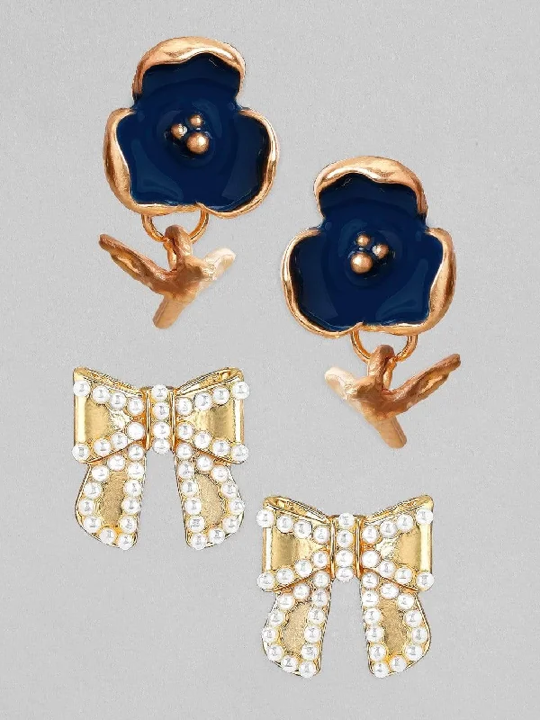 Timeless Jewelry, Timeless Savings – Don't Wait Tokyo Talkies X rubans Set of 2 Gold Plated Bow & Floral Shaped Earrings. Timeless Jewelry, Timeless Savings – Don't Wait Tokyo Talkies X rubans Set of 2 Gold Plated Bow & Floral Shaped Earrings.