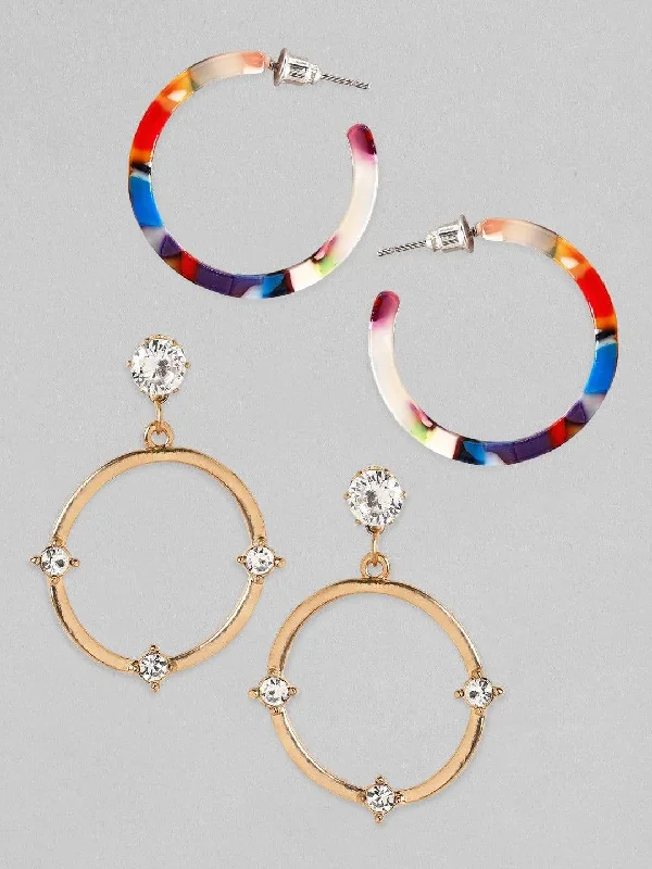 Jewelry Clearance Event – Stock Up Before It's Over Tokyo Talkies X rubans Set of 2 Multicolour Hoop Earrings.