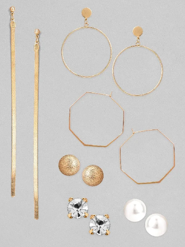 Sparkle On A Budget – Fine Jewelry For Less Tokyo Talkies X Rubans Set of 6 Gold Plated Studs, Hoop Earring And Shoulder Dusters