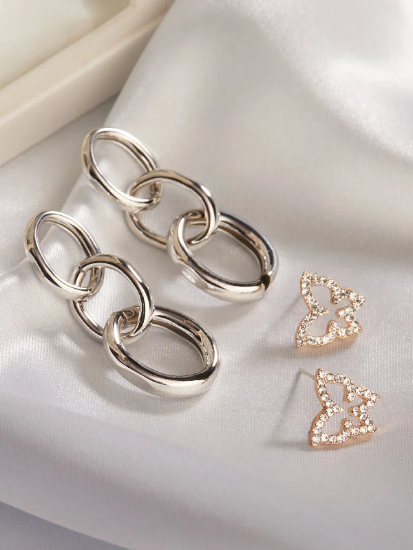Elegant Jewelry Styles At Budget-Friendly Prices Tokyo Talkies X Rubans Silver And Gold Plated Butterfly Set of 2 Earrings