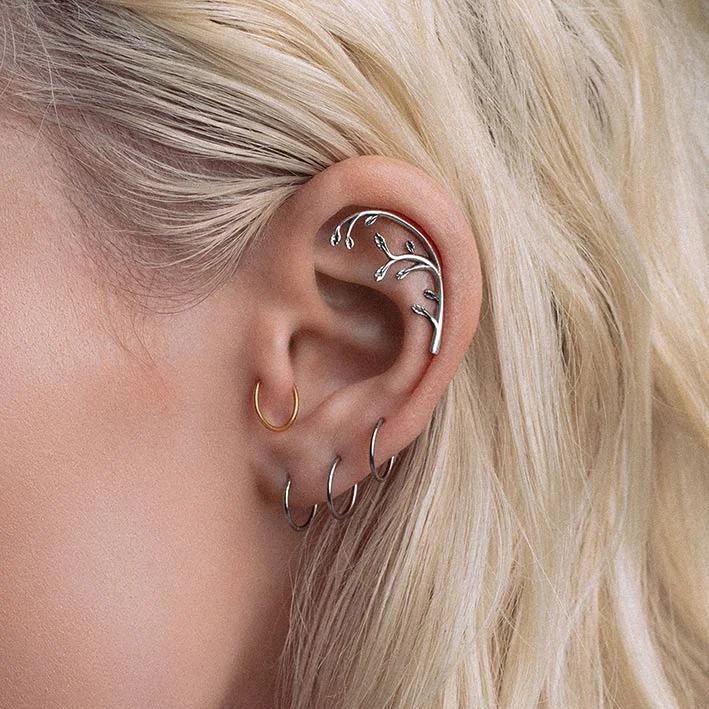 Special Offers On Handcrafted And Designer Jewelry VENETIA. Delicate Leaf Vine Stud Earring - Silver