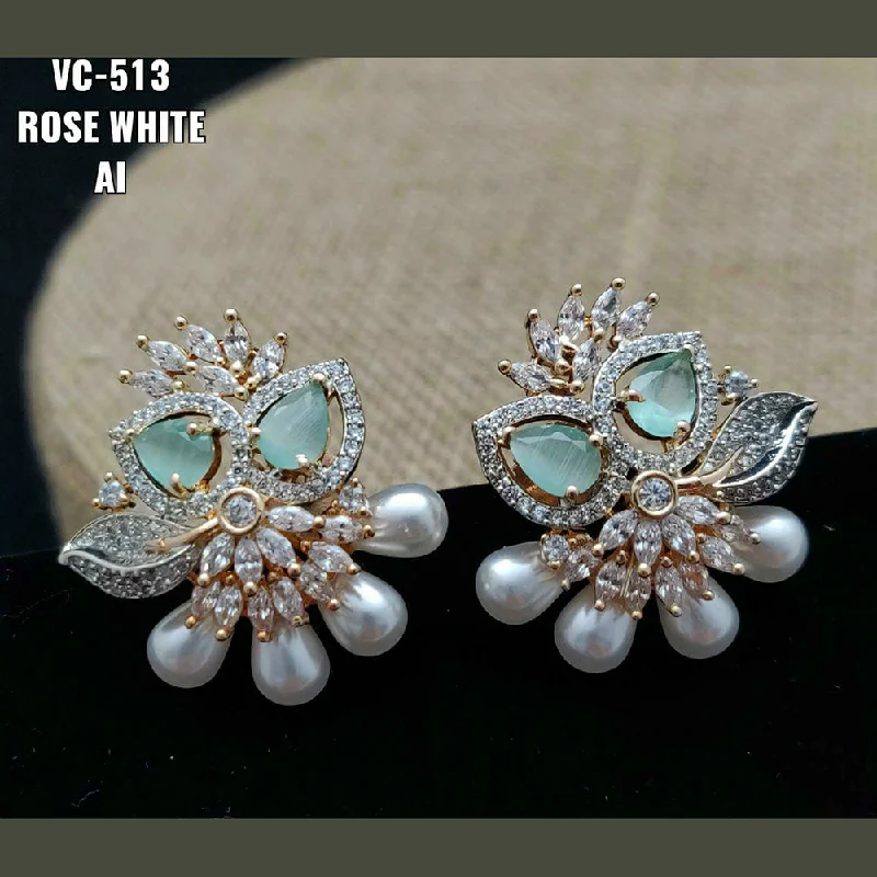 Timeless Jewelry At Special Discount Rates Vivah Creations Rose Gold Plated AD Stone Stud Earrings Timeless Jewelry At Special Discount Rates Vivah Creations Rose Gold Plated AD Stone Stud Earrings