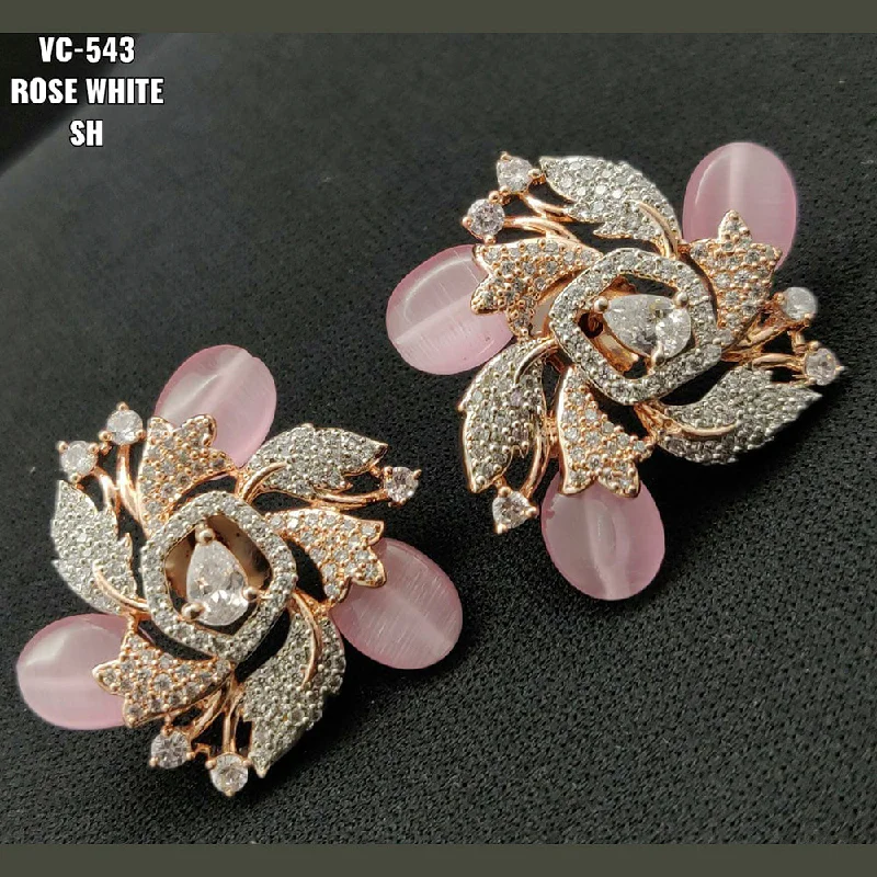 Shop Fine Jewelry With Exclusive Savings Vivah Creations Rose Gold Plated AD Stone Stud Earrings Shop Fine Jewelry With Exclusive Savings Vivah Creations Rose Gold Plated AD Stone Stud Earrings