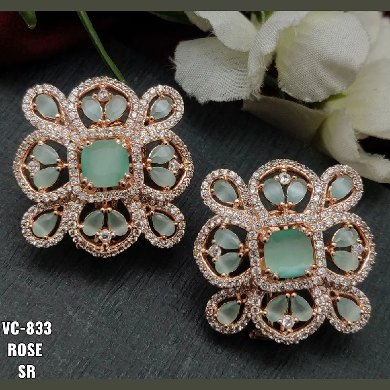 Shop Stylish Jewelry Now And Save Big Vivah Creations Rose Gold Plated AD Stone Stud Earrings Shop Stylish Jewelry Now And Save Big Vivah Creations Rose Gold Plated AD Stone Stud Earrings