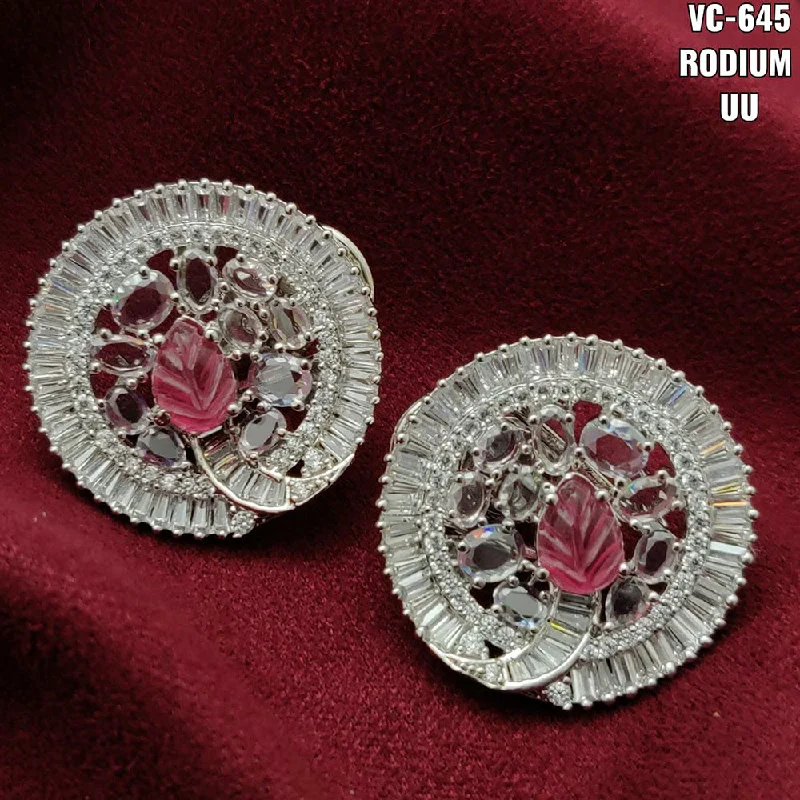 Elegant Jewelry Pieces At Unbelievable Prices Vivah Creations Silver Plated AD Stone Stud Earrings Elegant Jewelry Pieces At Unbelievable Prices Vivah Creations Silver Plated AD Stone Stud Earrings