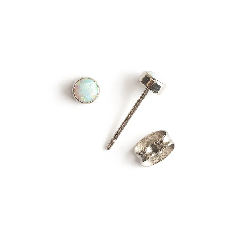 Your Perfect Accessory At The Perfect Price White Opal Titanium Stud Earrings