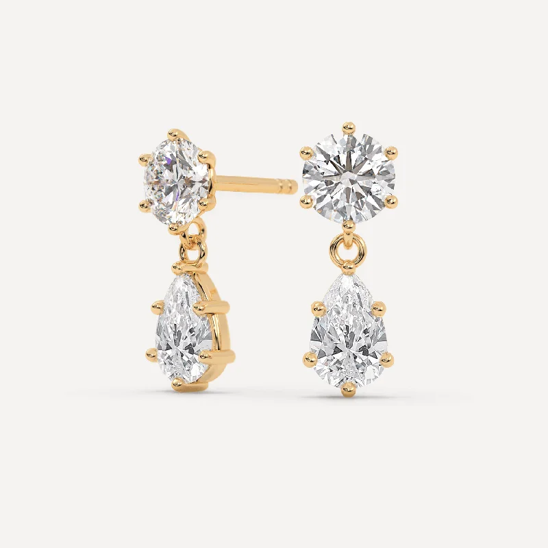 Discounted Jewelry For A Glamorous Look Yellow Gold Pear Diamond Earrings