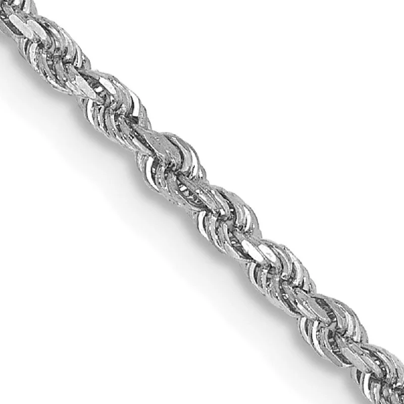 Sparkle In Style With Our Best Jewelry Deals 1.75mm 10K White Gold Diamond Cut Solid Rope Chain Bracelet