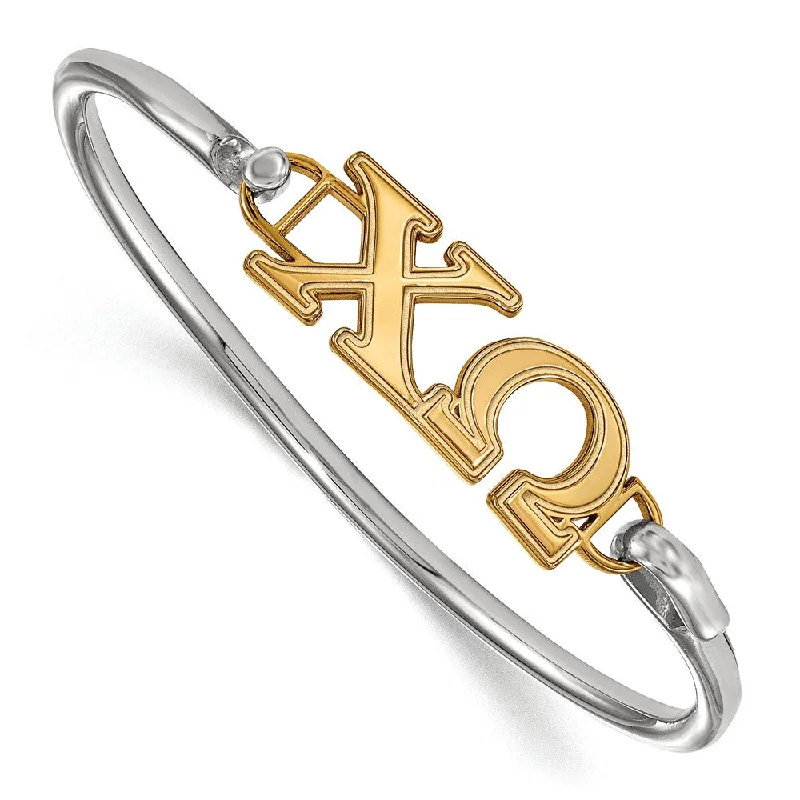 Exclusive Jewelry Markdowns – Limited-Time Offer 14K Plated Silver Chi Omega Clasp Bangle - 6 in.