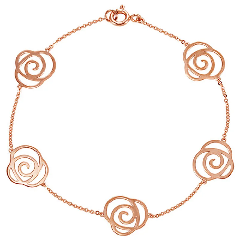 Flash Deals On Fine Jewelry – Shop Before It's Gone 14k Rose Gold Floral Design Station Bracelet, 7 Inch