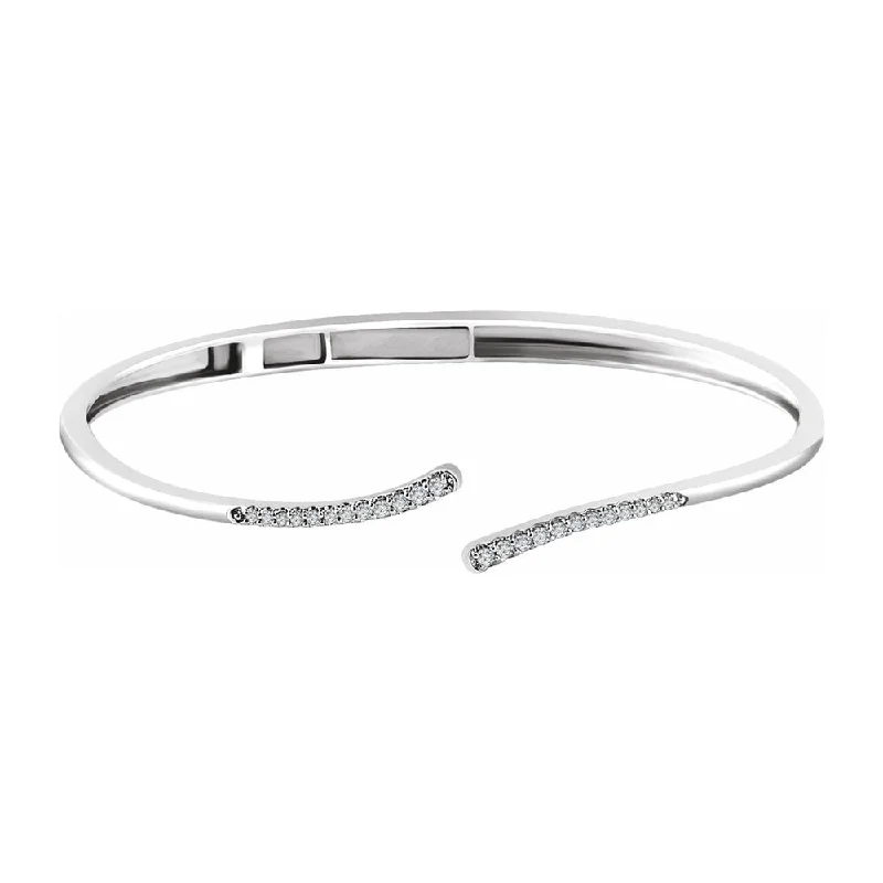 Best-Selling Jewelry Now Available At Special Deals 14K White Gold 1/4 CTW Diamond Bypass Hinged Cuff Bracelet, 7 Inch