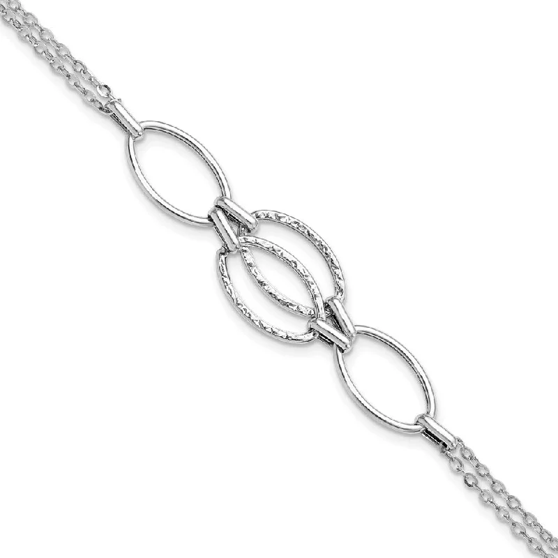 Buy More, Save More – Special Jewelry Discounts 14k White Gold Polished Double Strand Link Bracelet, 8 Inch