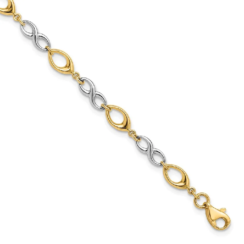 Timeless Beauty, Unbeatable Deals – Jewelry Sale On 14k Yellow and White Gold 4mm Two Tone Link Chain Bracelet, 7.5 Inch