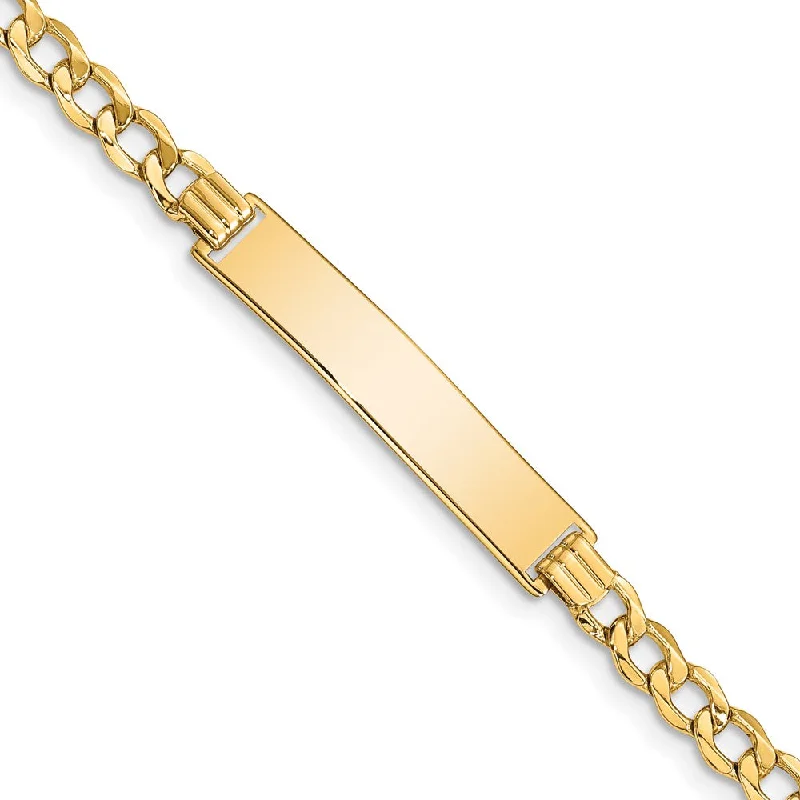 The Perfect Jewelry Piece At The Perfect Discount 14k Yellow Gold 4.75mm Hollow Curb Link I.D. Bracelet - 7 Inch